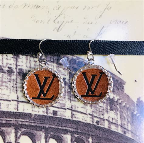 lv small earrings|upcycled lv earrings.